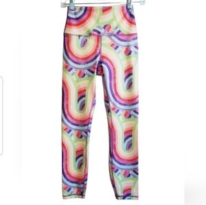 NEW WILDFOX High Waisted Soliel Leggings Small Stripes Print 7/8 Leggings